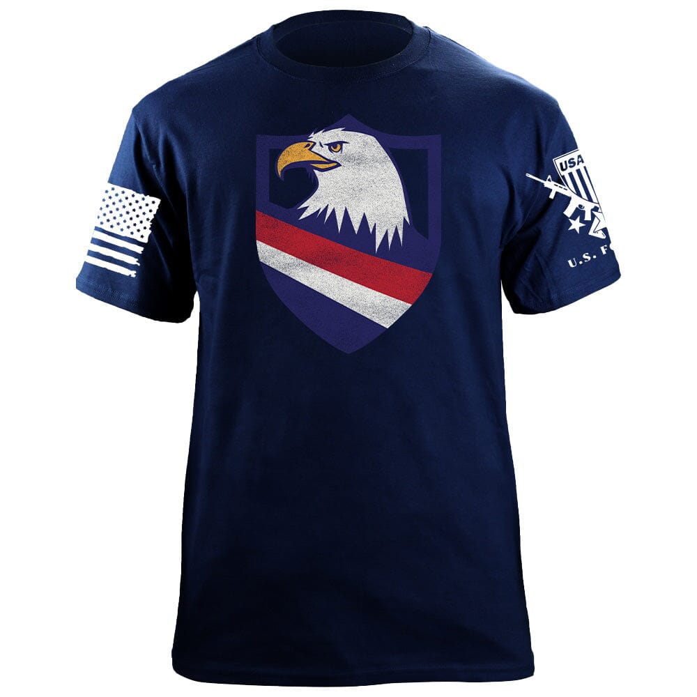 Eagle Head Shield Bottom Stripes Tshirt Shirts 87115-S-NAVY