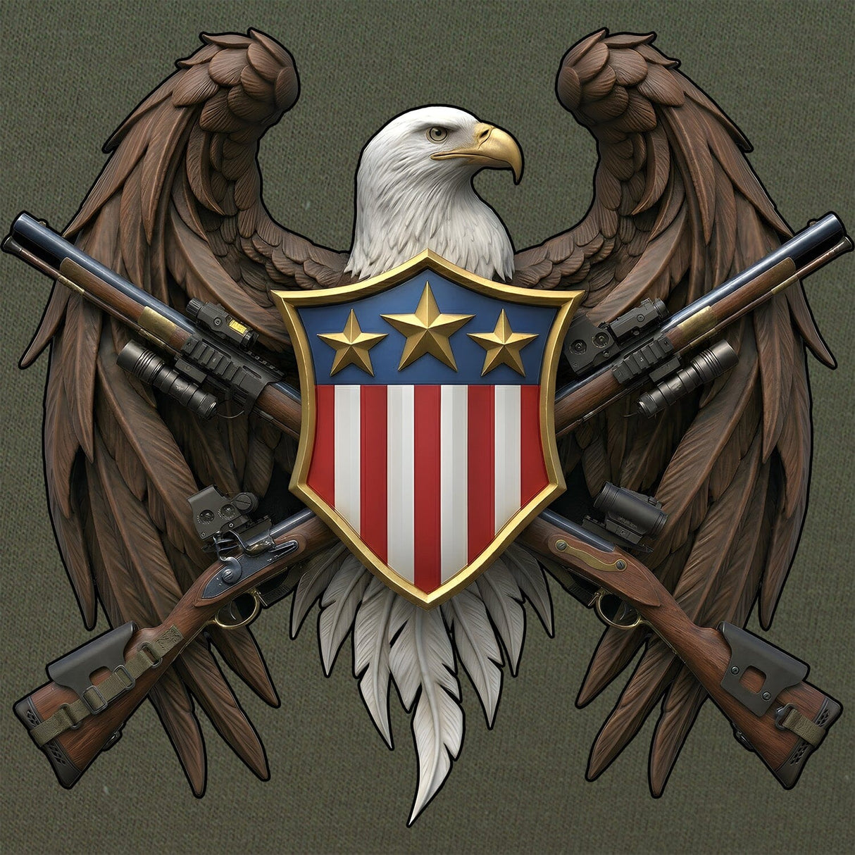 Eagle w/ Crossed Guns T-Shirt Shirts 