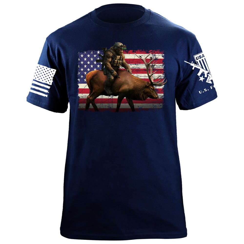 Elk Squatch T-Shirt Shirts 87309-S-NAVY