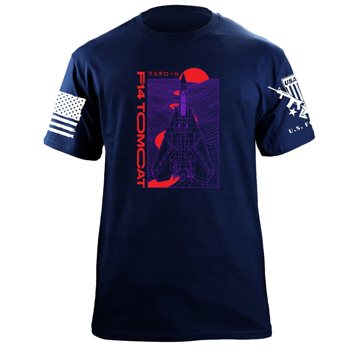F-14 Tomcat SynthWave T-Shirt Shirts 87208-S-NAVY