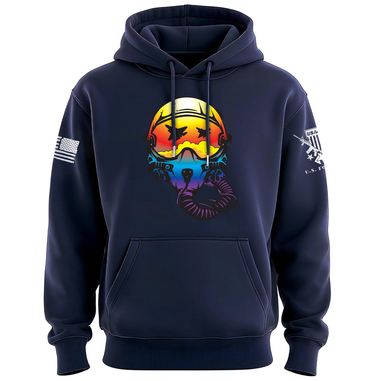 Fighter Helmet Sunset Reflection Graphic Hoodie Hoodies 