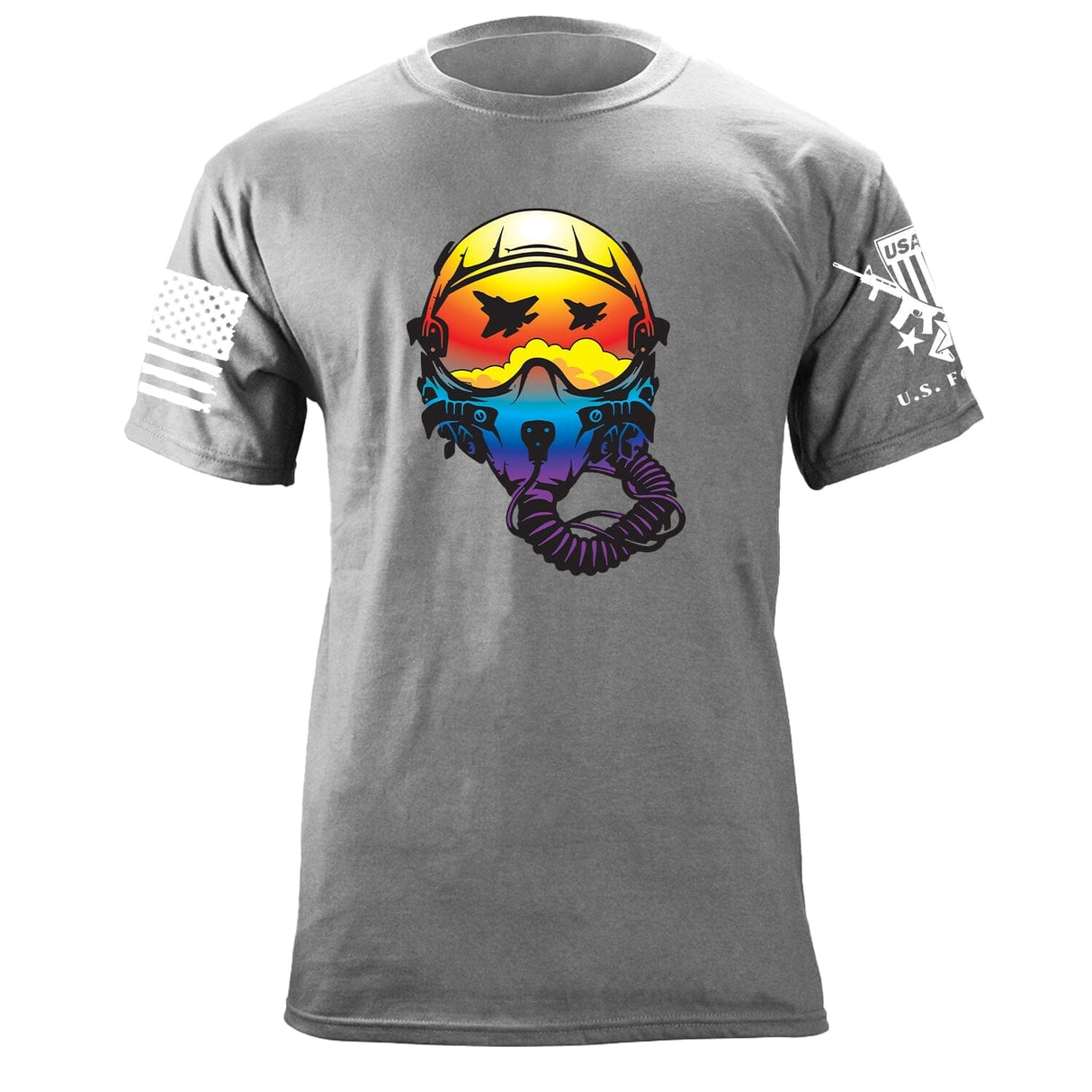 Fighter Helmet Sunset Reflection Graphic T-shirt Shirts 87241-S-HG