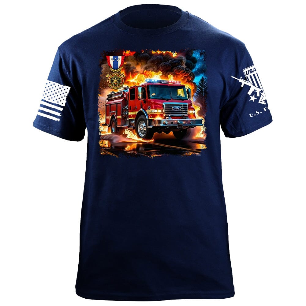 Firetruck T-Shirt Shirts 88181-S-NAVY