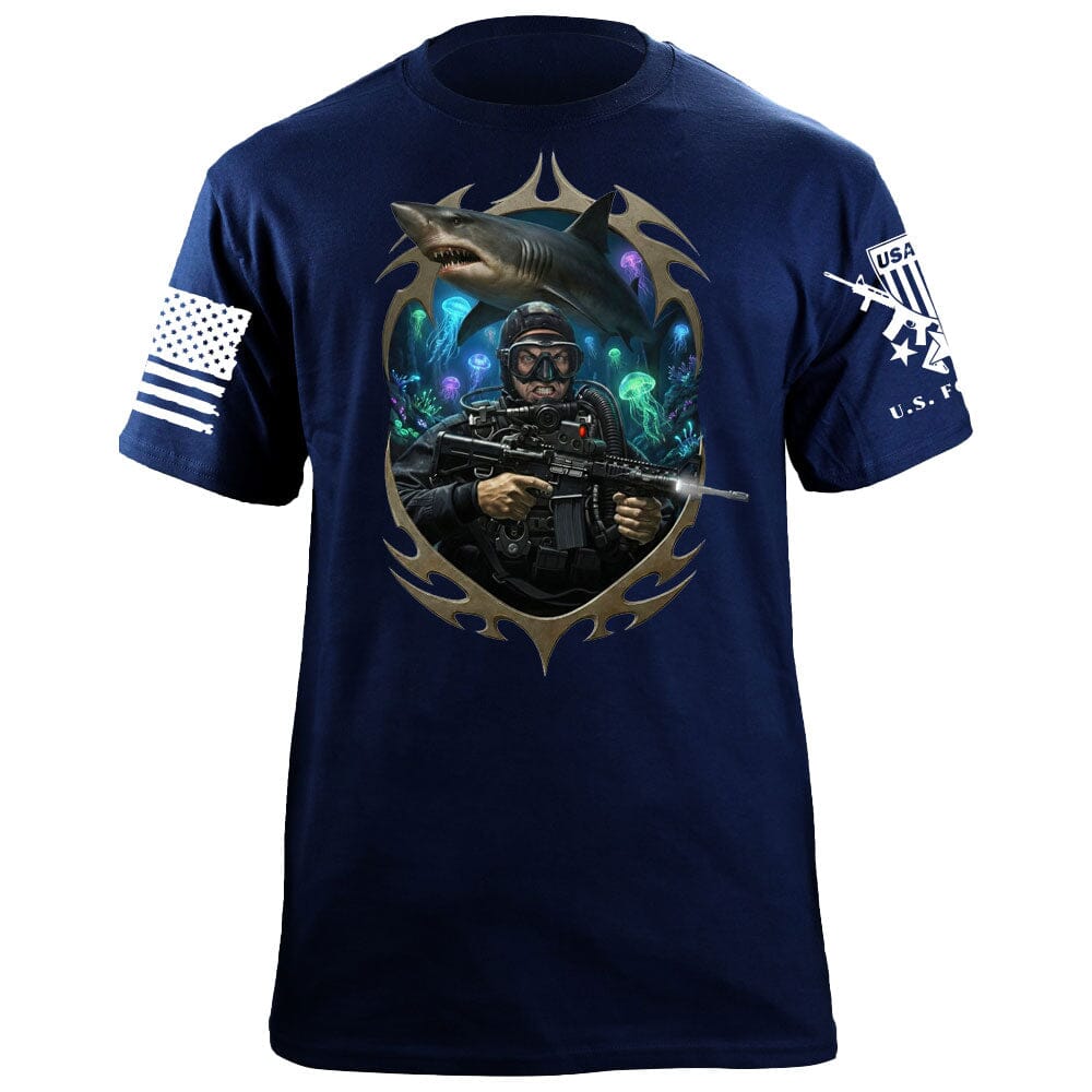 Frogman Shark T-Shirt Shirts 88033-S-NAVY