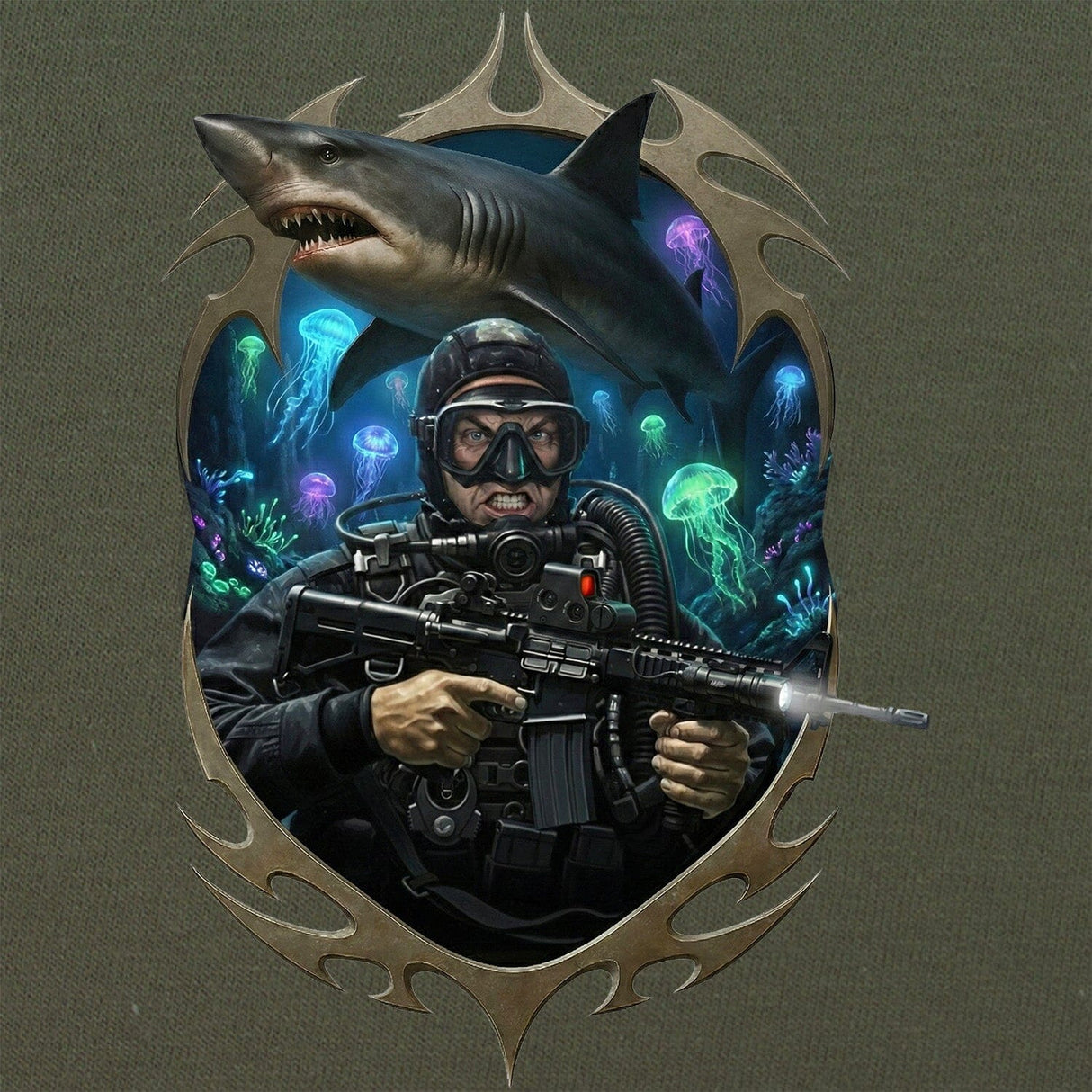 Frogman Shark T-Shirt Shirts 