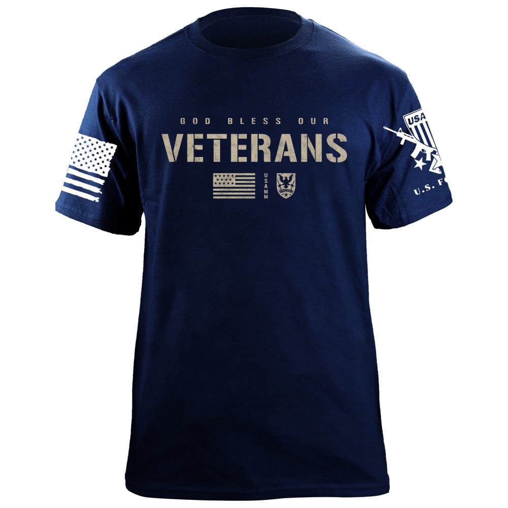 God Bless Our Veterans T-Shirt Shirts 87334-S-NAVY