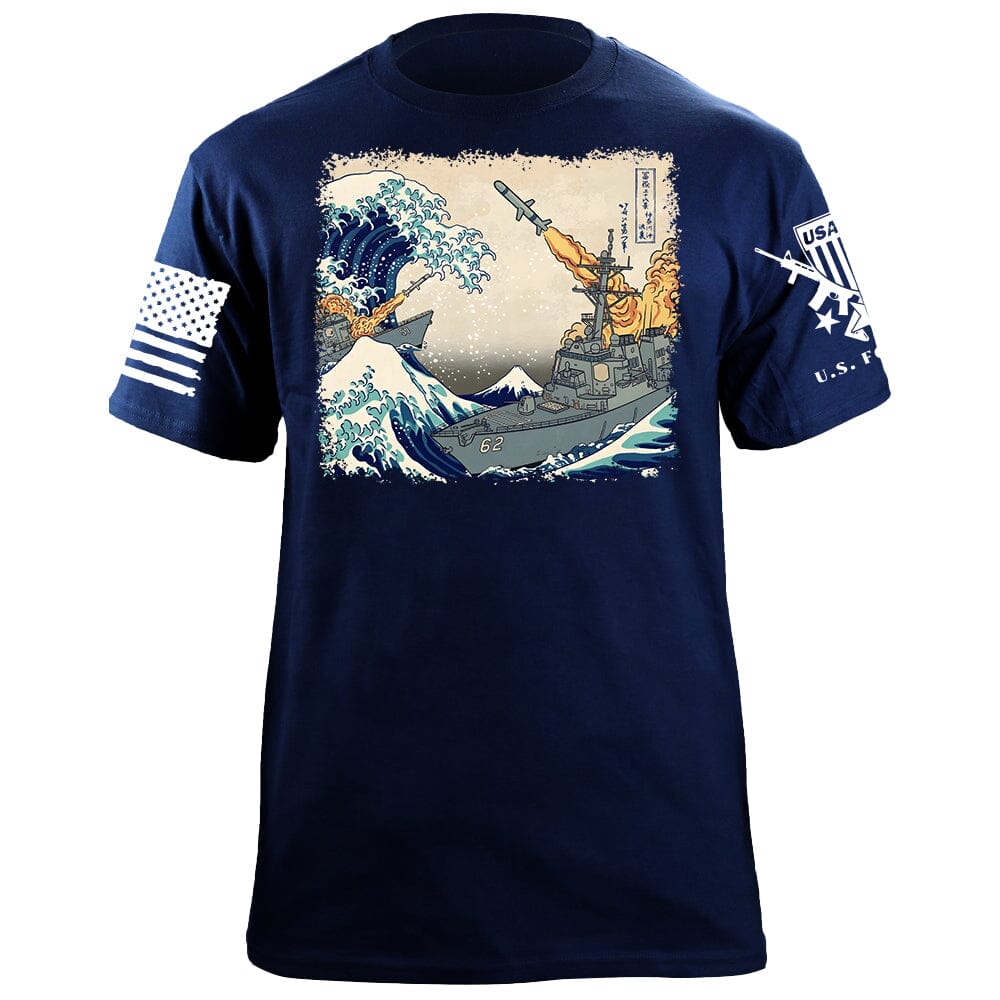 Great Wave Destroyer T-Shirt Shirts 88123-S-NAVY