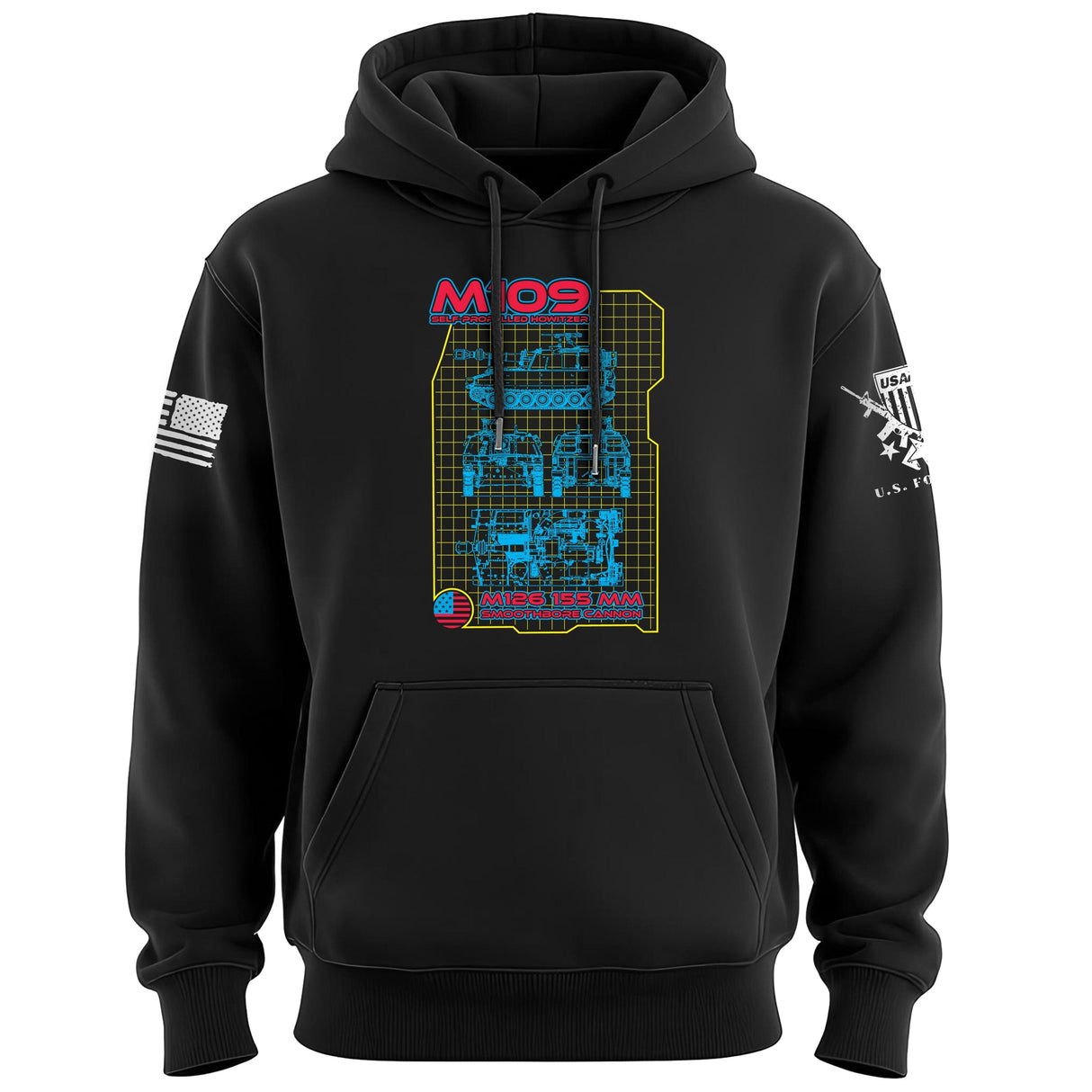Howitzer 80's Style Weapon System Graphic Hoodie Hoodies 