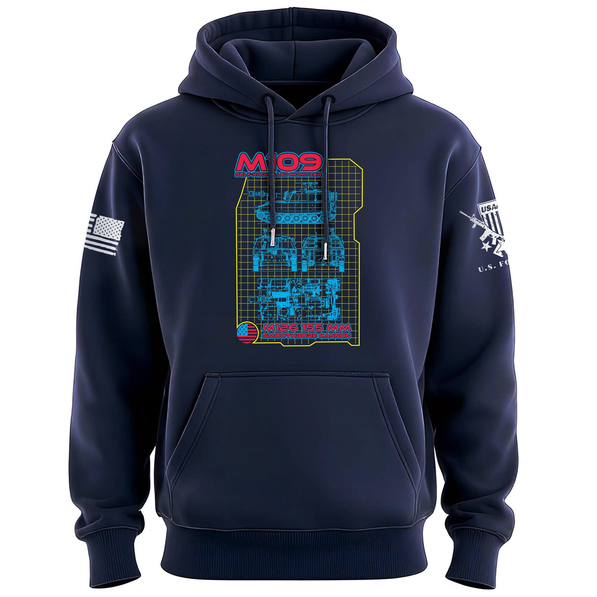 Howitzer 80's Style Weapon System Graphic Hoodie Hoodies 