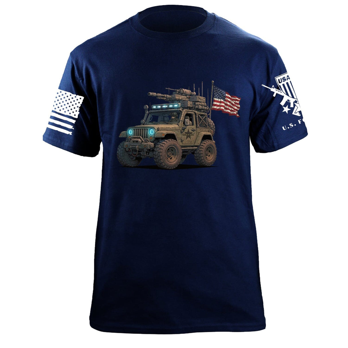 Jeep Flag T-Shirt Shirts 87428-S-NAVY