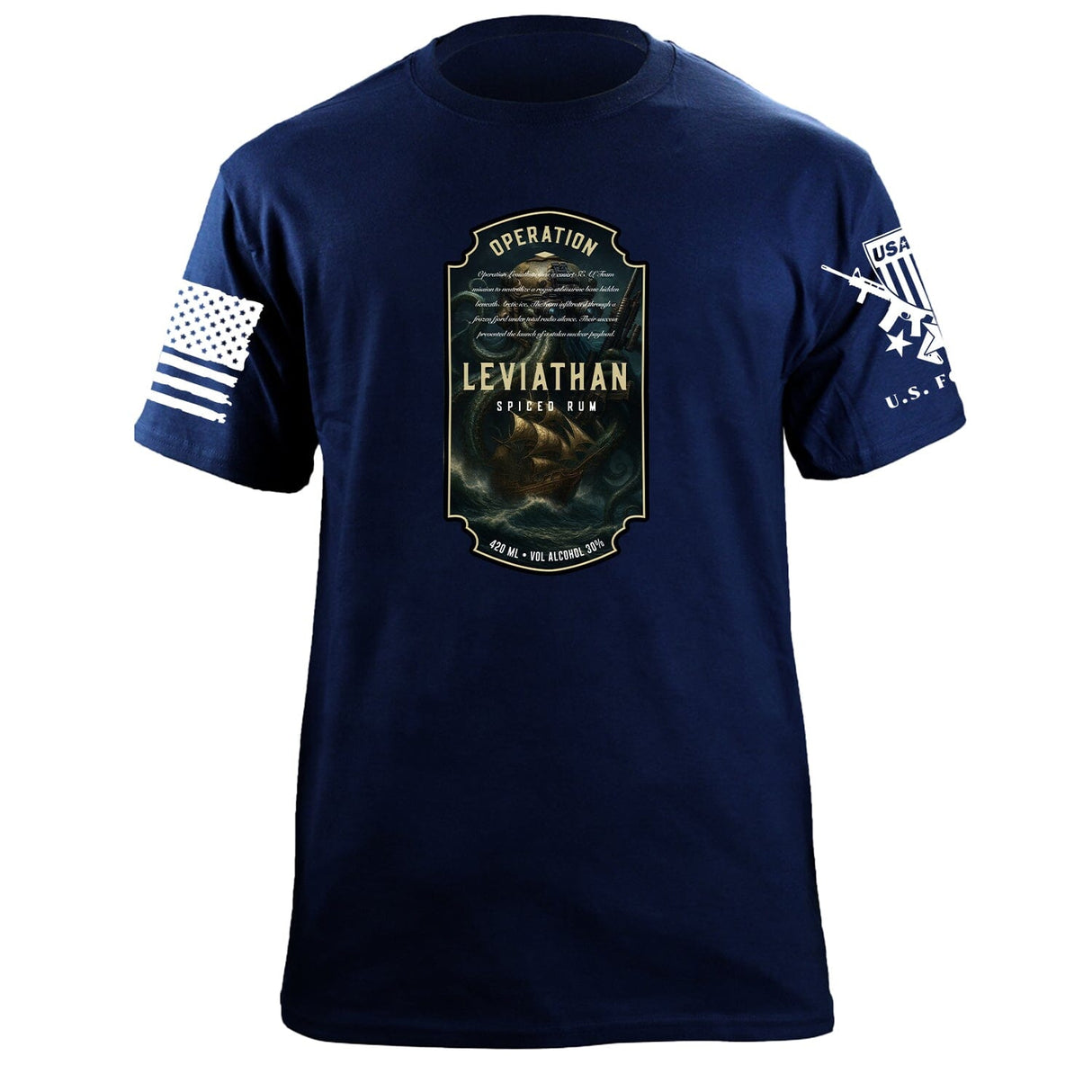 Leviathan Rum Label T-Shirt Shirts 87433-S-NAVY