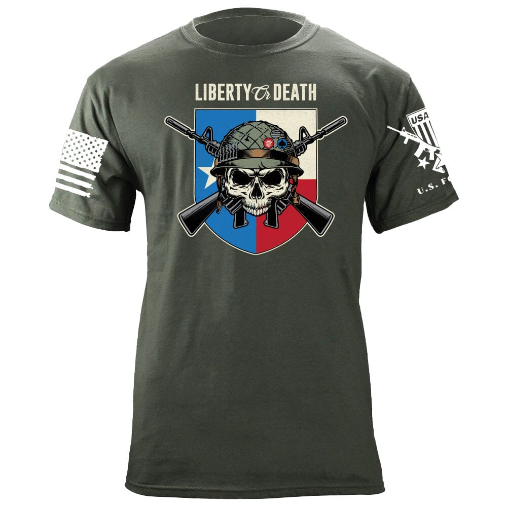 Liberty or Death Texas Skull T-Shirt Shirts 87013-S-MG
