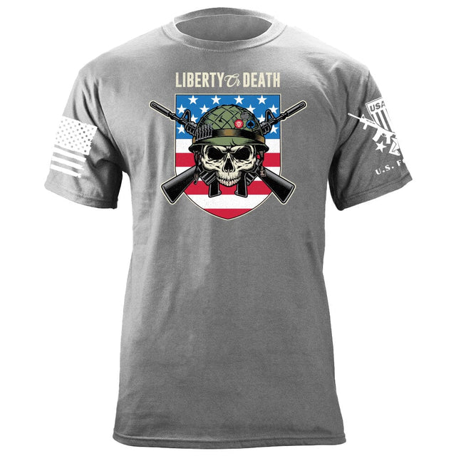 Liberty or Death USA Skull Shield T-Shirt Shirts 87029-S-HG