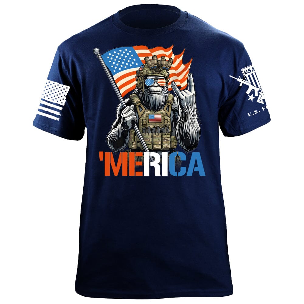 'Merica Squatch T-Shirt Shirts 88133-S-NAVY