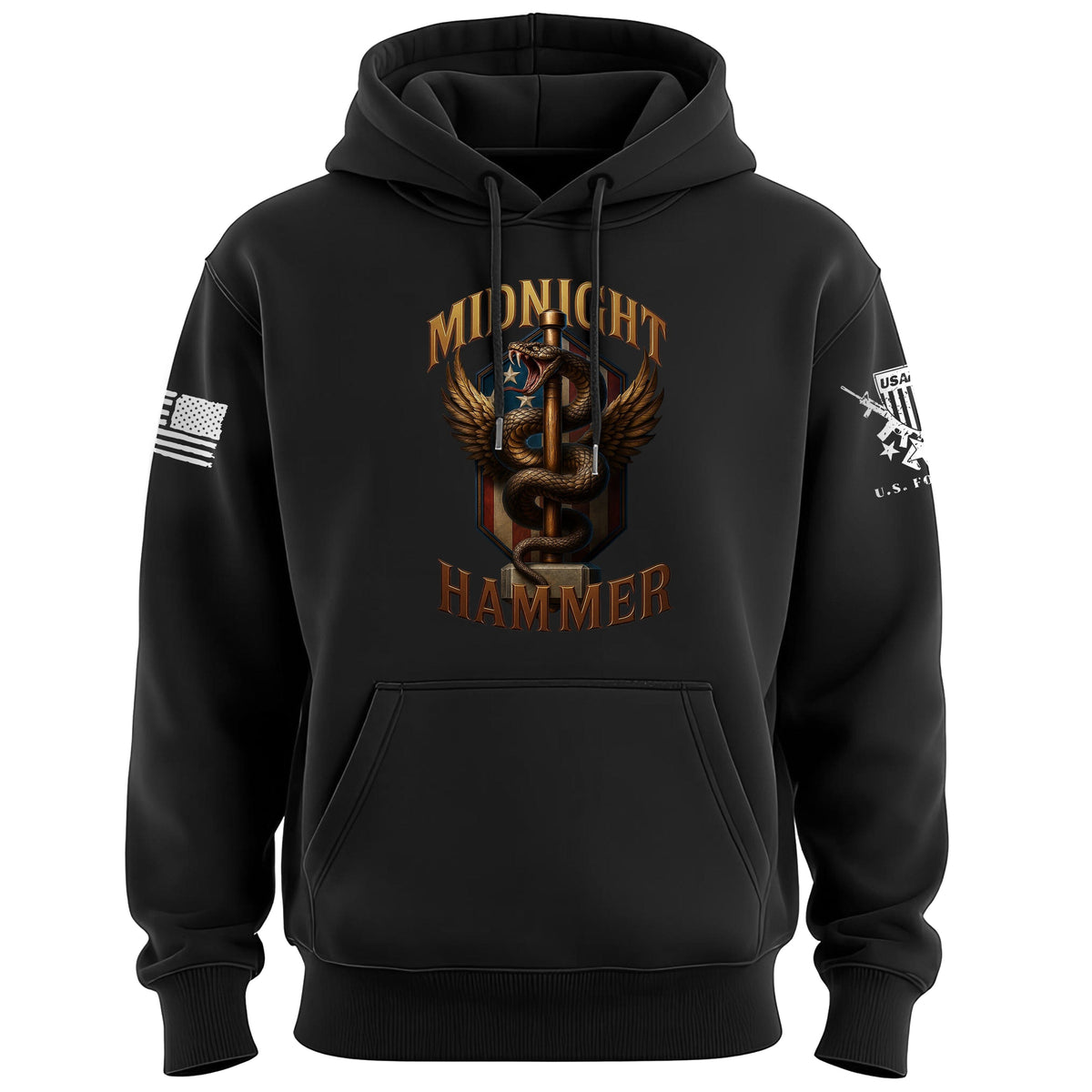 Midnight Hammer Snake - American Flag Hoodie Hoodies 100159-S-BK