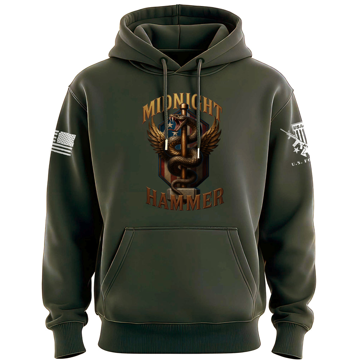 Midnight Hammer Snake - American Flag Hoodie