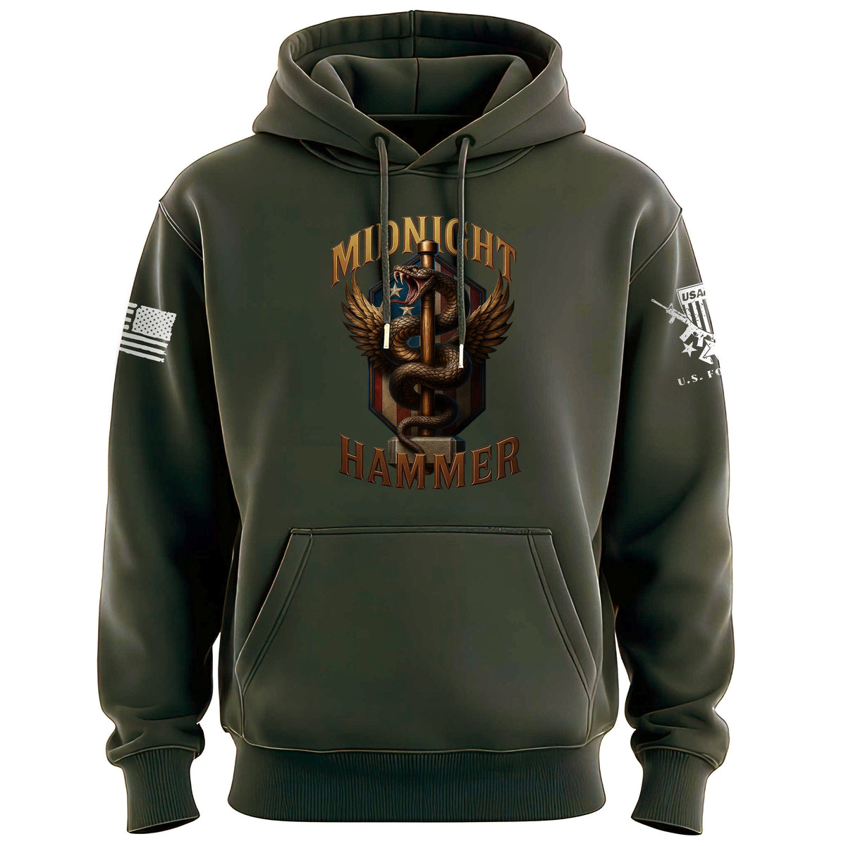 Midnight Hammer Snake - American Flag Hoodie Hoodies 100159-S-MG