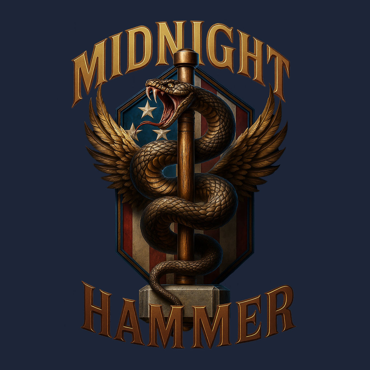 Midnight Hammer Snake - American Flag Hoodie