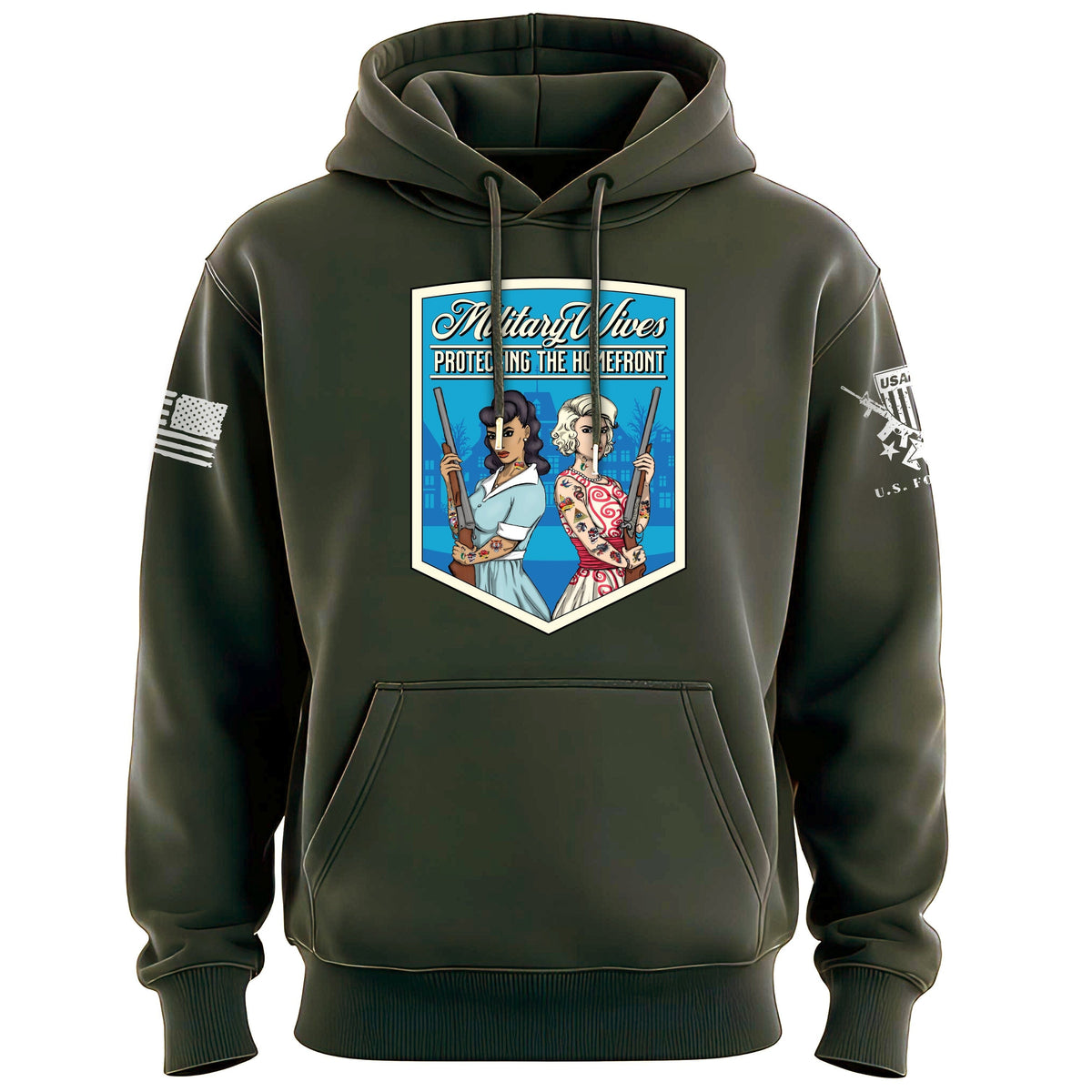 Military Wives Shield Hoodie Hoodies 100161-S-MG