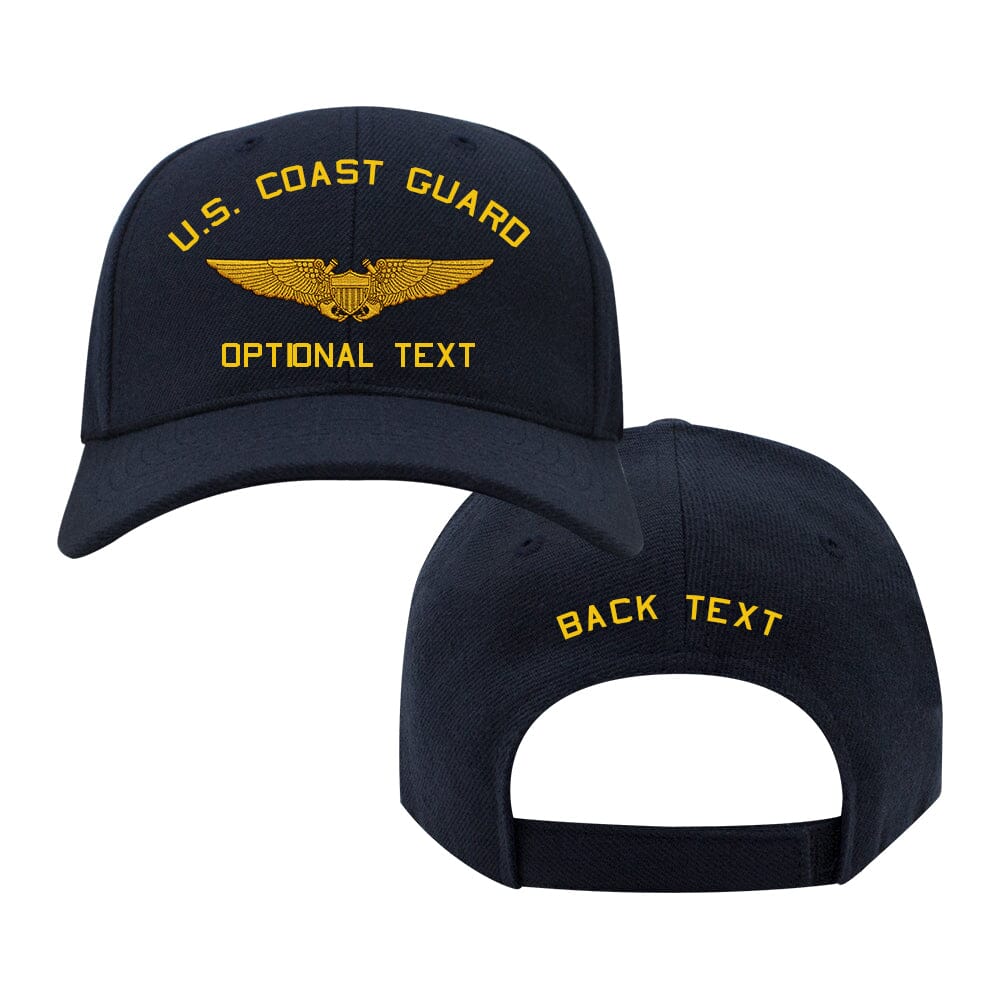 Coast Guard Custom Ship Cap - Naval Flight Officer Wings Gold Hats and Caps 