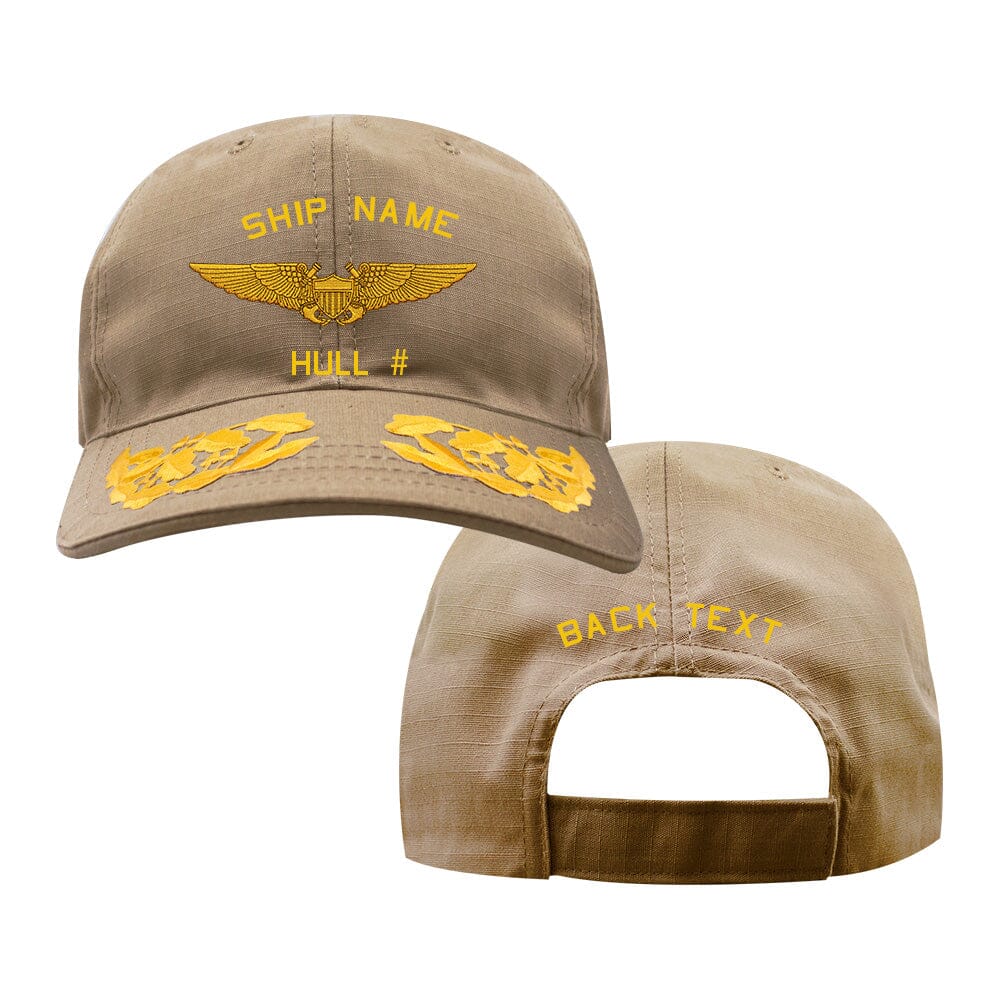 US Navy Custom Ship Cap - Coyote - Naval Flight Officer Wings Gold Hats and Caps NAVAL-FLIGHT-OFFICER-WINGS-GOLD.COY.ADMIRAL