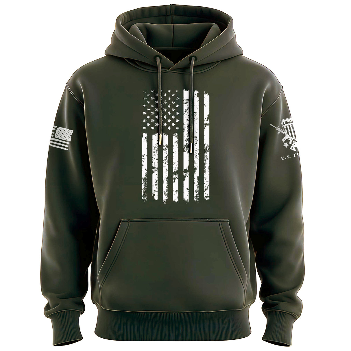 One Color US Flag Distress Hoodie