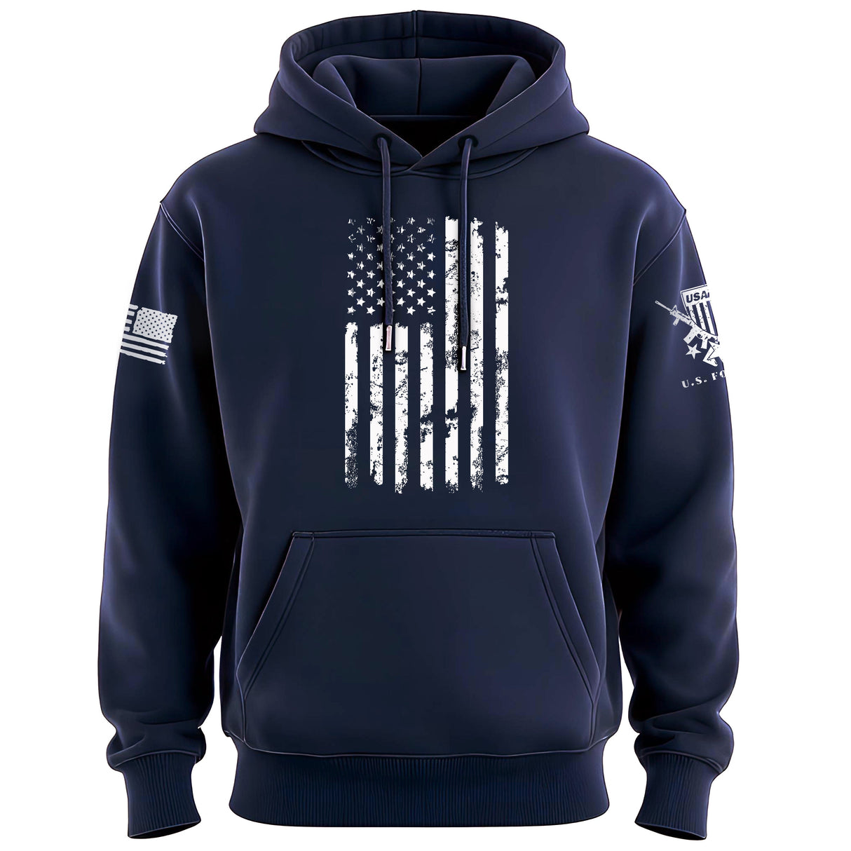 One Color US Flag Distress Hoodie