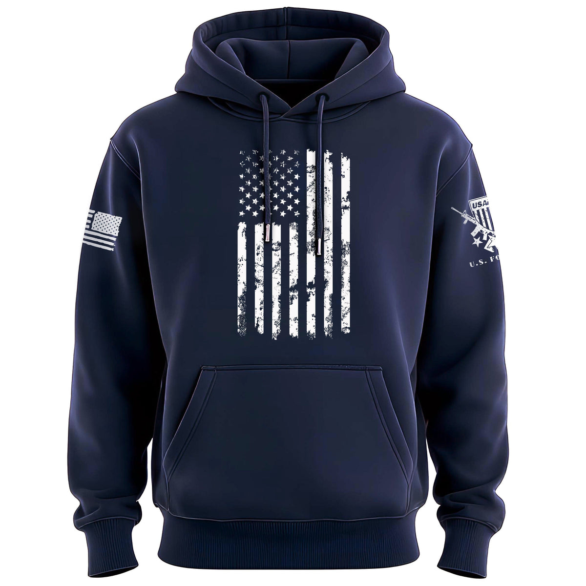 One Color US Flag Distress Hoodie Hoodies 