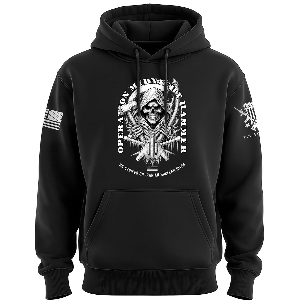 Operation Midnight Hammer B&W Hoodie Hoodies 100178-S-BK