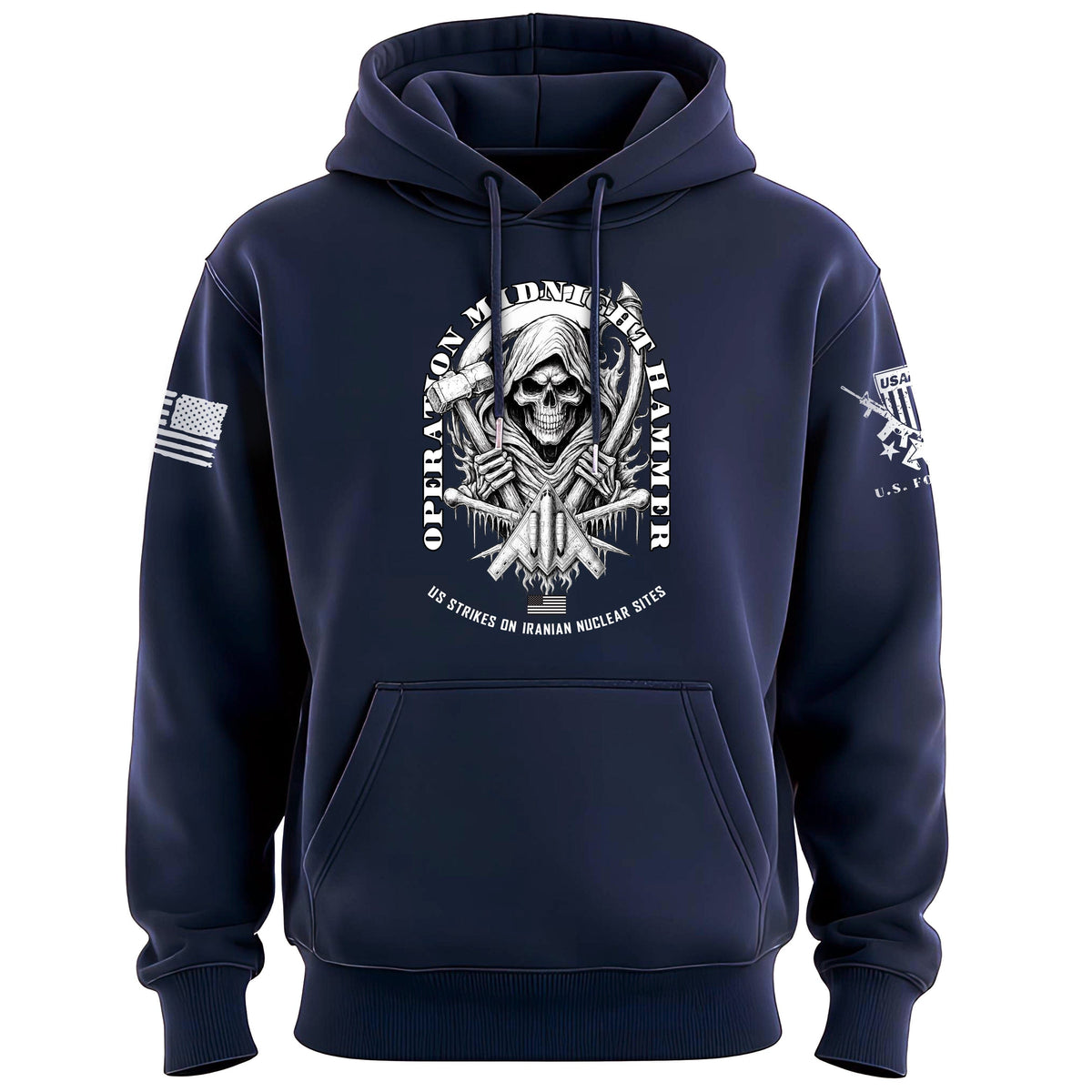 Operation Midnight Hammer B&W Hoodie Hoodies 100178-S-NAVY