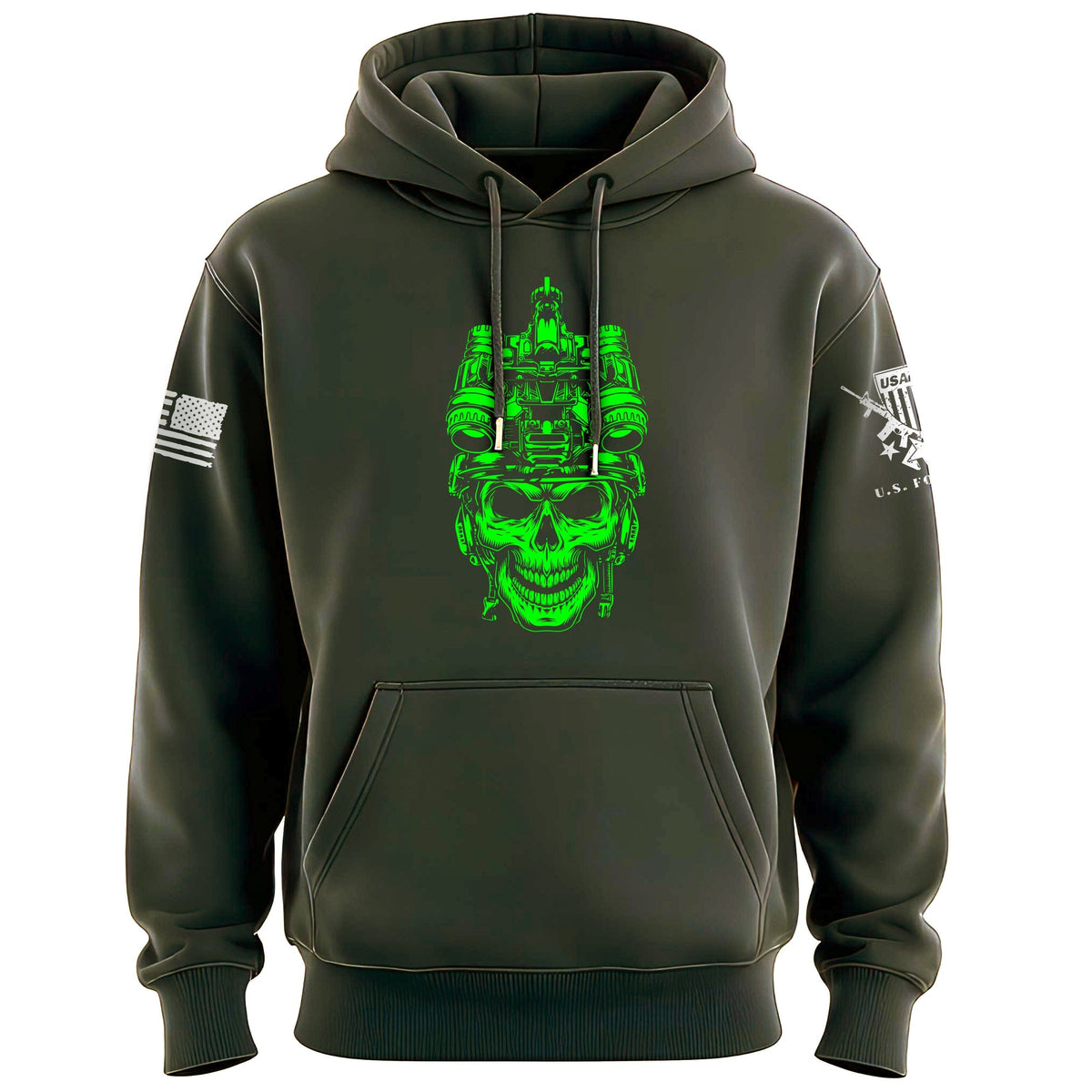 Operator Skull Neon Hoodie Hoodies 100190-S-MG