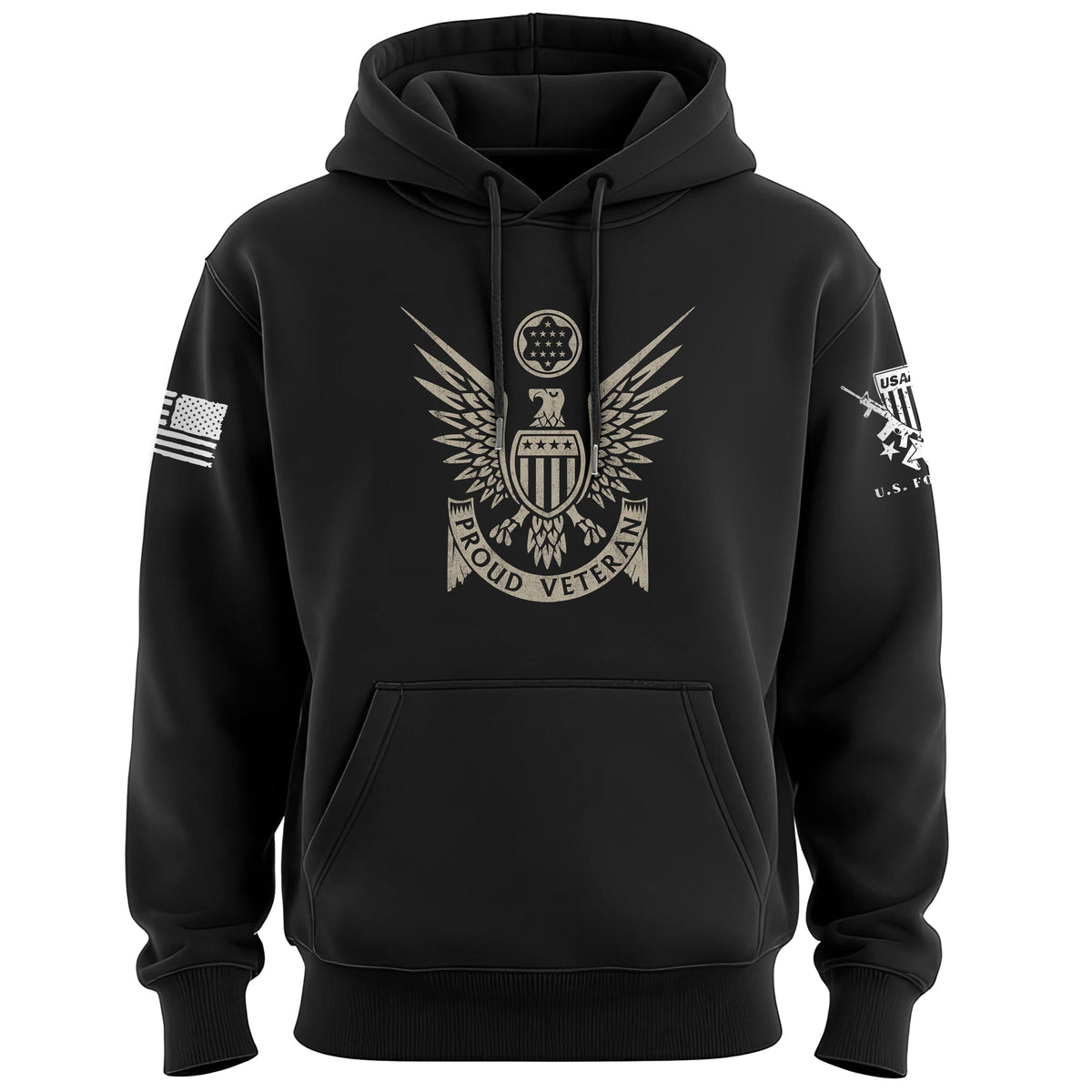 Proud Veteran Stylized Eagle Hoodie Hoodies 100223-S-BK
