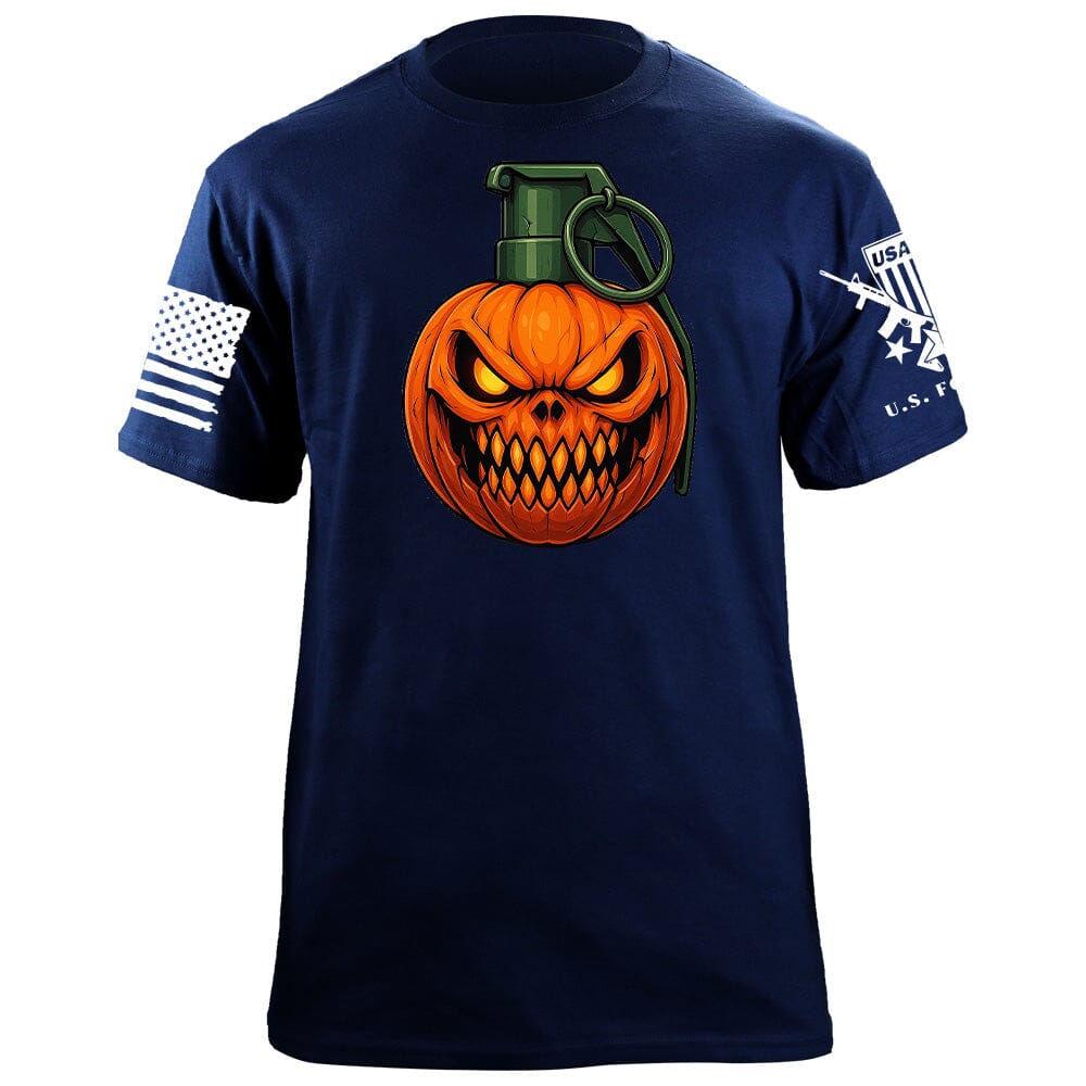Pumpkin Grenade T-Shirt Shirts 87282-S-NAVY