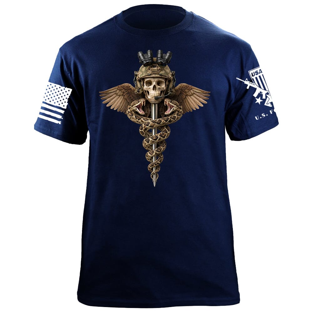 Rod of Asclepius T-Shirt Shirts 88087-S-NAVY