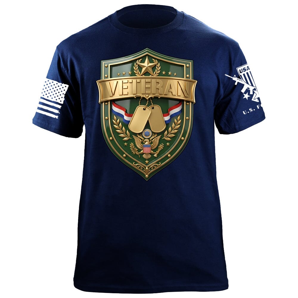 Veteran Shield T-Shirt Shirts 88222-S-NAVY
