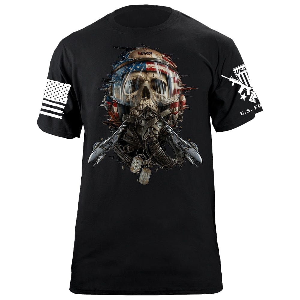 Skull Fighter Pilot T-Shirt Shirts 88141-S-BK