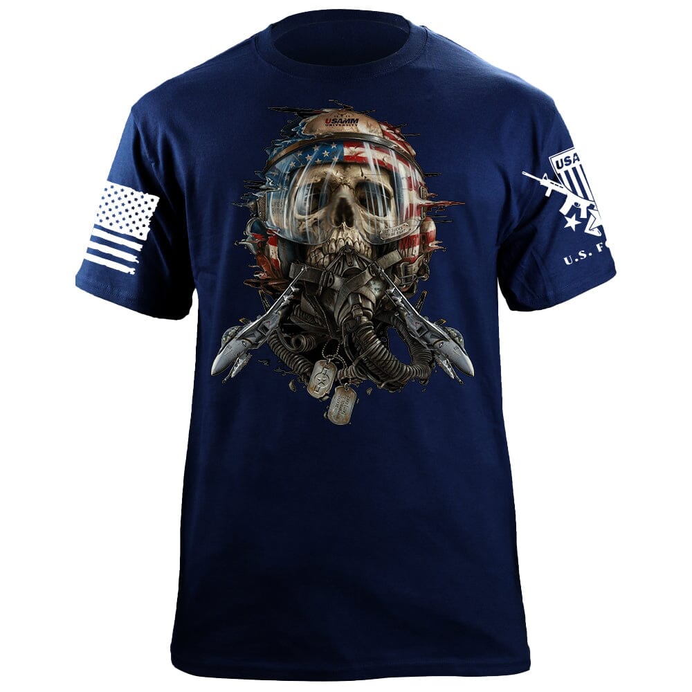 Skull Fighter Pilot T-Shirt Shirts 88141-S-NAVY