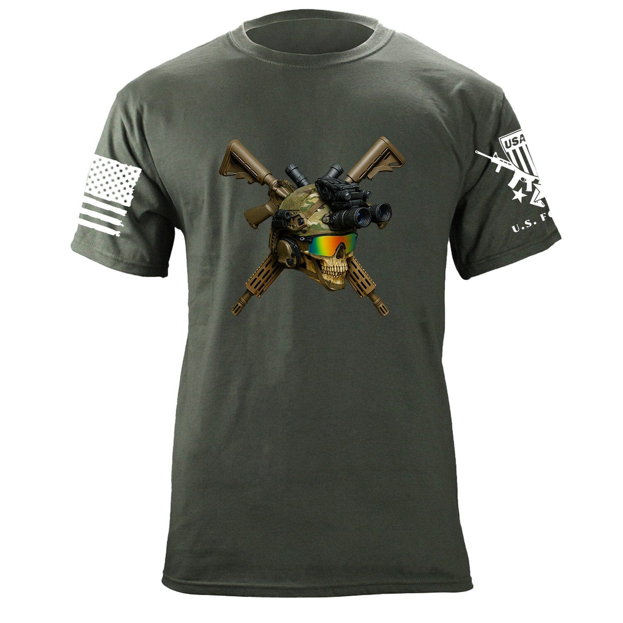 Skull Crossed Guns T-Shirt Shirts 87406-S-MG
