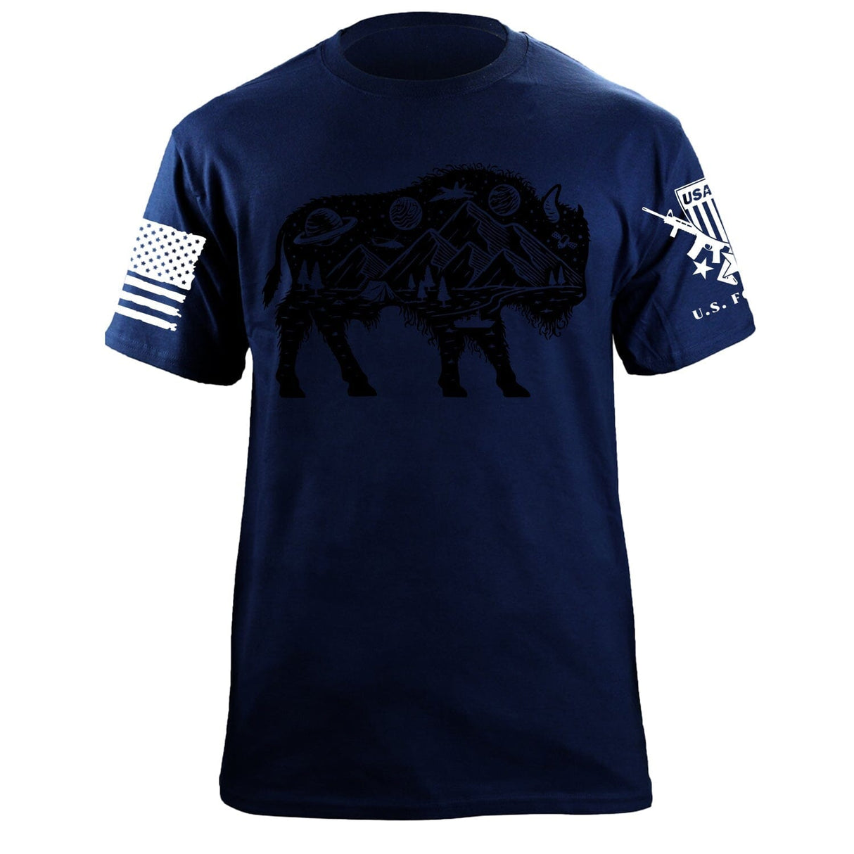 Surreal Buffalo T-Shirt Shirts 87225-S-NAVY