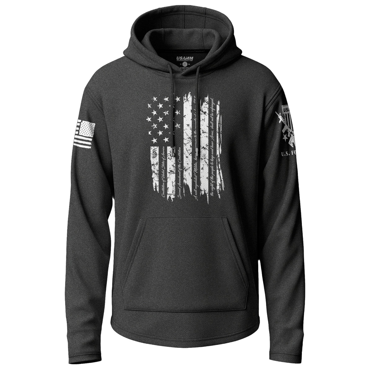 2nd Amendment Distressed Flag Tactical Graphic Lightweight Hoodie