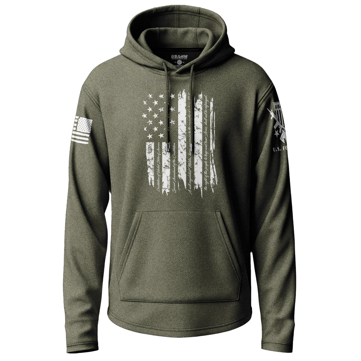 2nd Amendment Distressed Flag Tactical Graphic Lightweight Hoodie