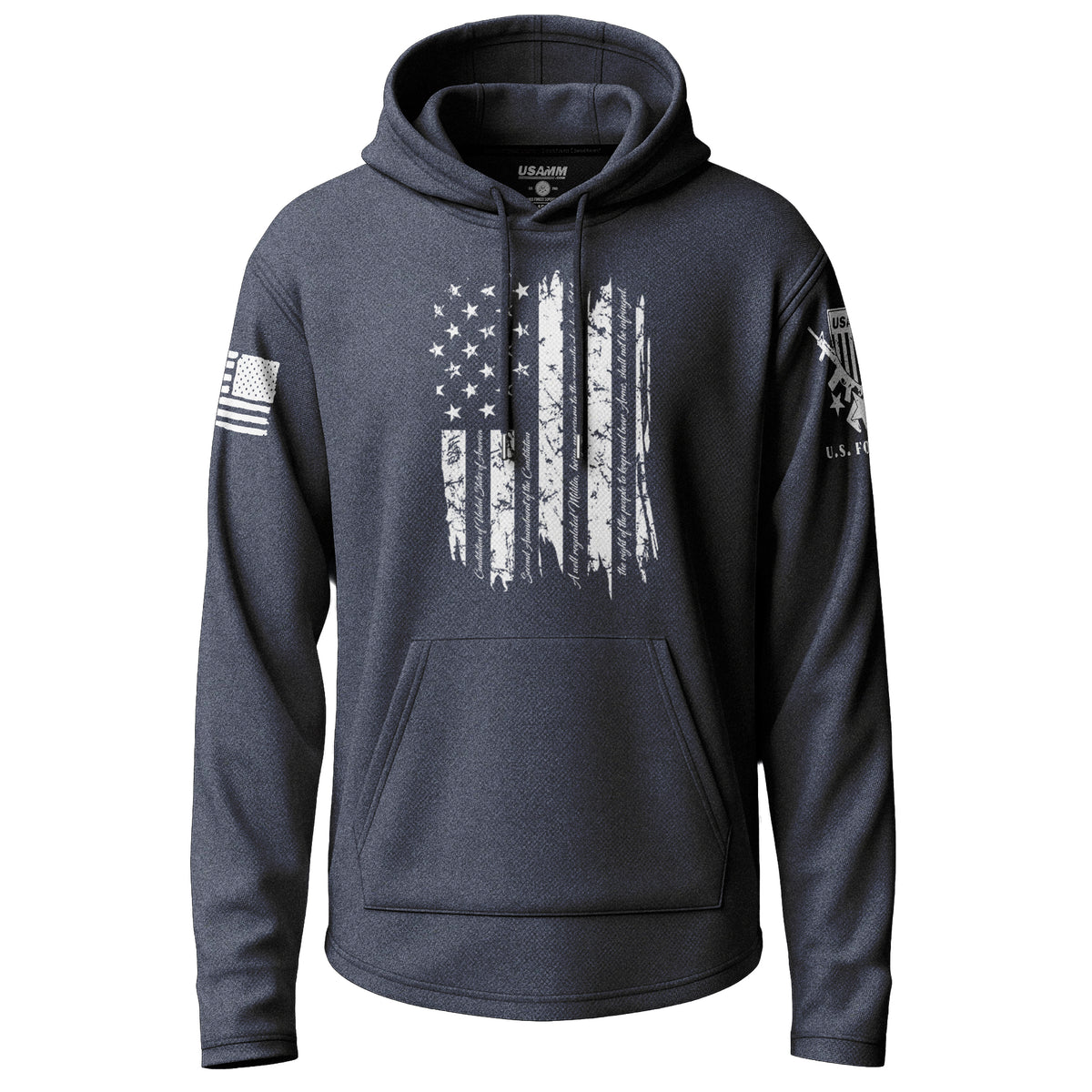 2nd Amendment Distressed Flag Tactical Graphic Lightweight Hoodie