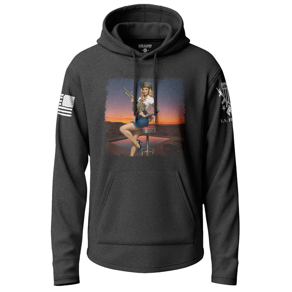 Tactical Pin-Up Girl Graphic Lightweight Hoodie