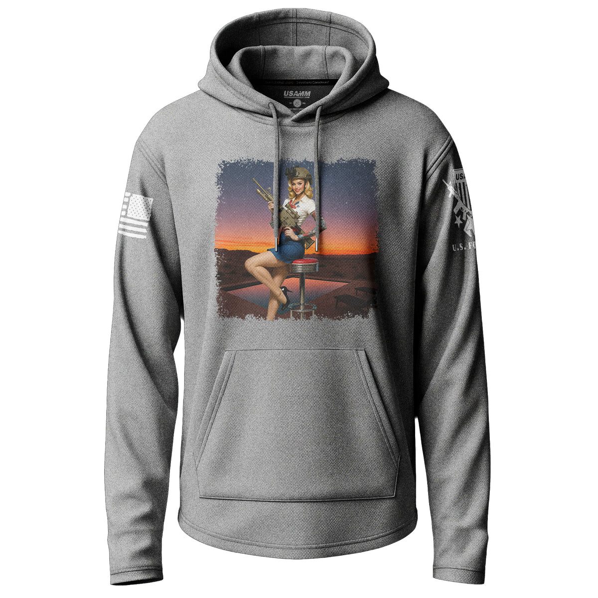 Tactical Pin-Up Girl Graphic Lightweight Hoodie