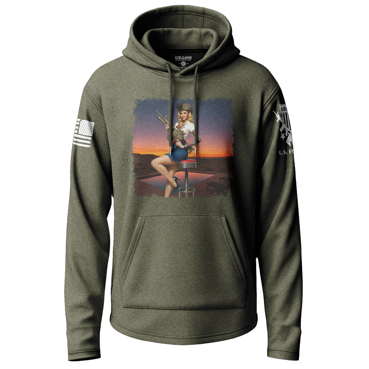Tactical Pin-Up Girl Graphic Lightweight Hoodie
