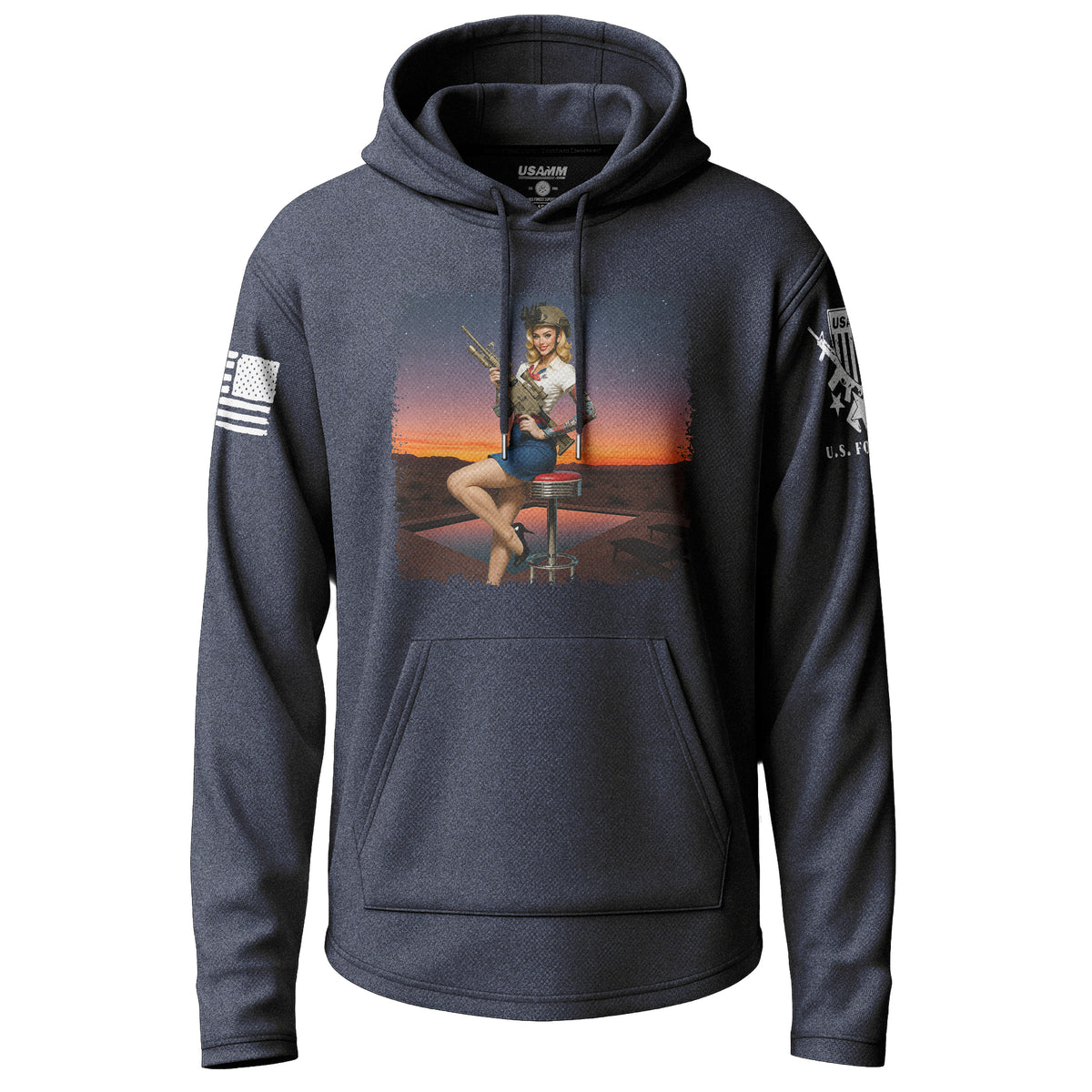 Tactical Pin-Up Girl Graphic Lightweight Hoodie
