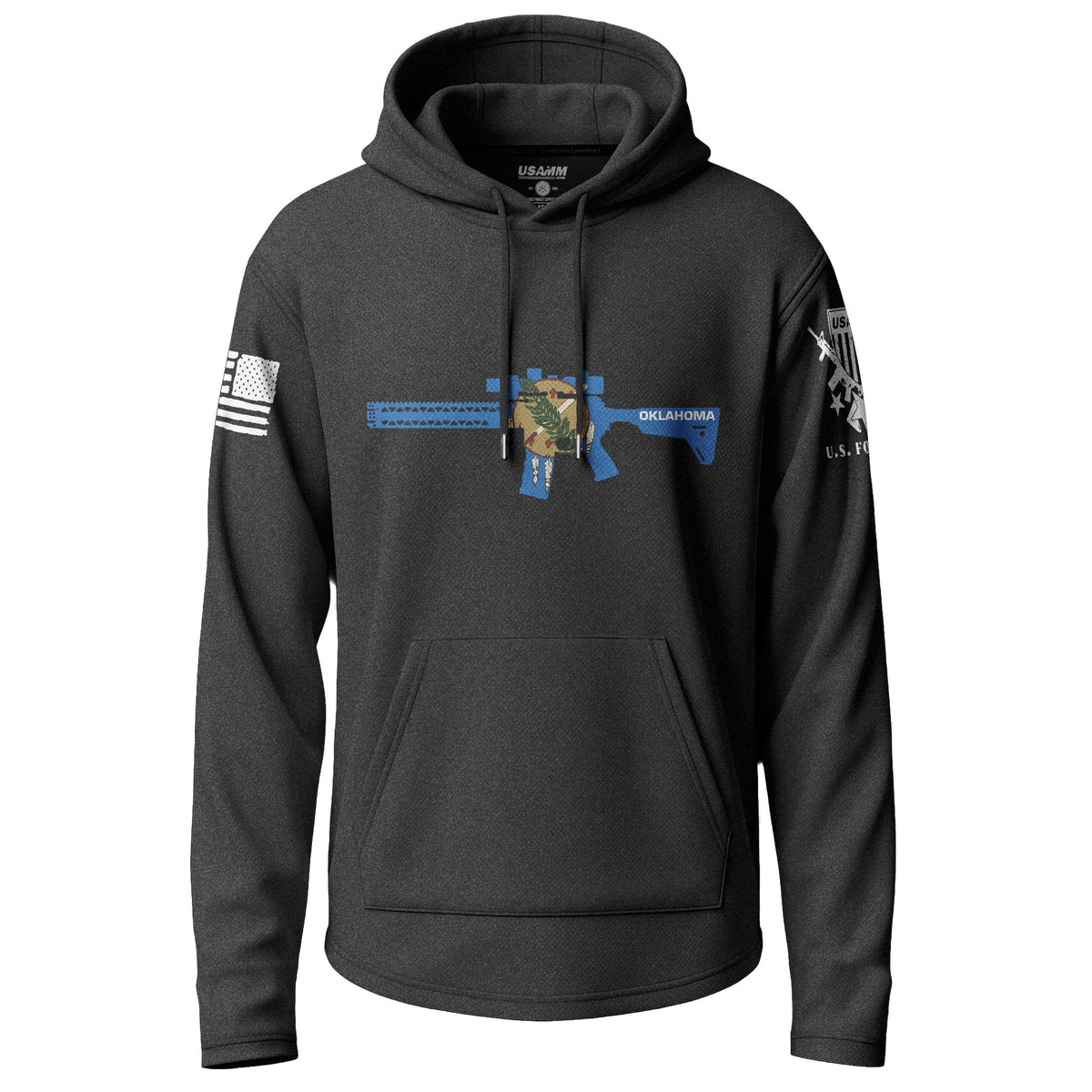 Oklahoma Flag Rifle Graphic Lightweight Hoodie Lightweight Hoodie 90036-S-BK-THIN