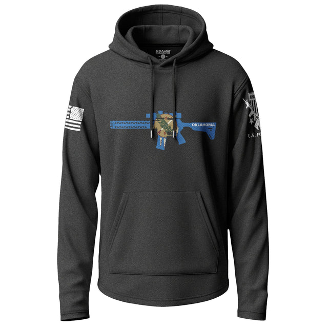 Oklahoma Flag Rifle Graphic Lightweight Hoodie Lightweight Hoodie 90036-S-BK-THIN