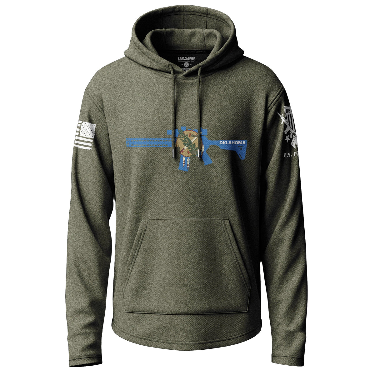 Oklahoma Flag Rifle Graphic Lightweight Hoodie Lightweight Hoodie 90036-S-MG-THIN