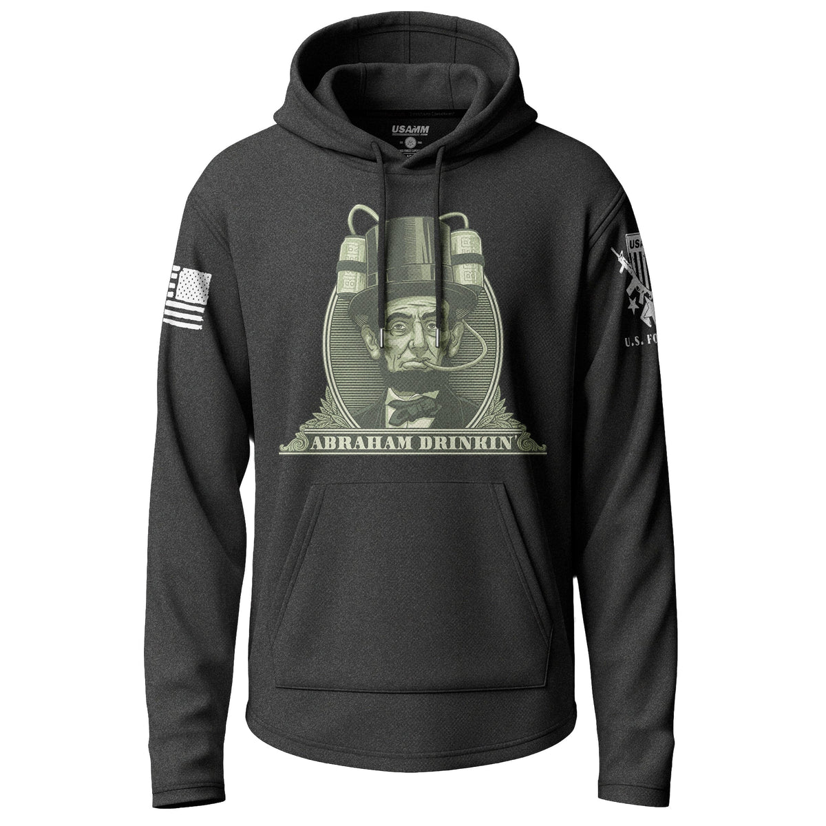 Abraham Drinkin Funny Lightweight Hoodie Lightweight Hoodie 90049-S-BK-THIN